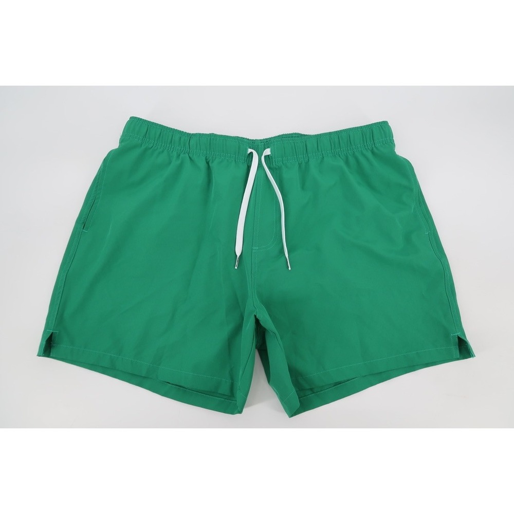 Bearbottom Swim Trunks Mens XXL Green 5.5 Inseam Stretch Lined Elastic Waist